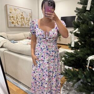 Floral Puff Sleeve Dress by ASTR the label